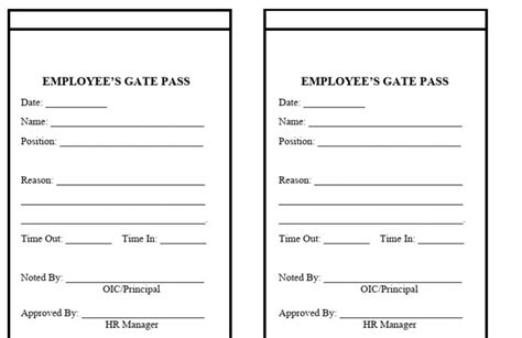 gate pass format for employees|Sample Employee's Gate Pass .